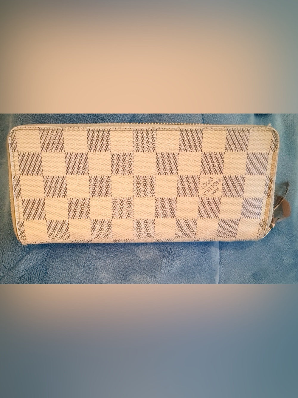 Authentic Louis Vuitton Damier Azur Zippy Wallet Rose Ballerine